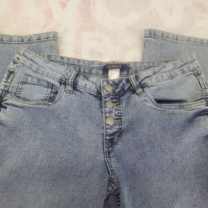 VENUS Blue Flare Wide Leg Jeans with Classic Stitching